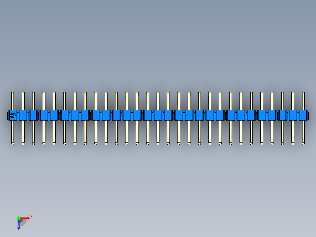 彩色公排针 100mil 2.54mm 系列-DS1022_blue_2x29p_100mil_TypeD_rev1.0俯视图