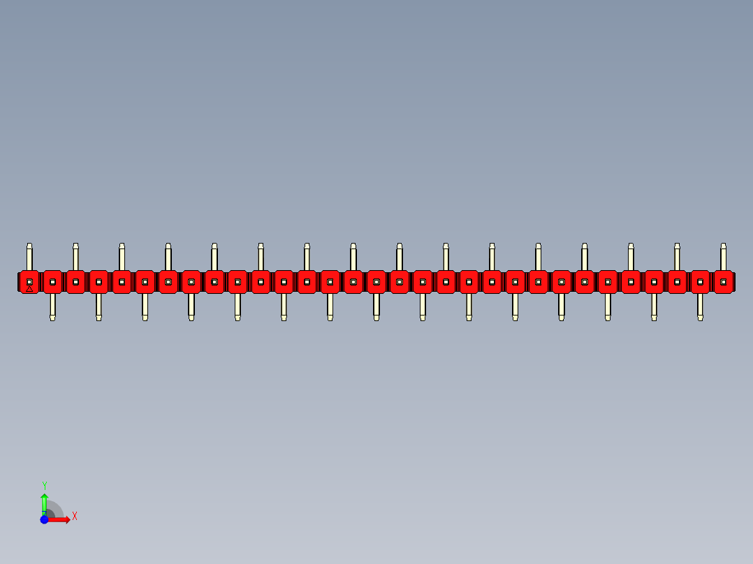 彩色公排针 100mil 2.54mm 系列-DS1022_red_31p_100mil_Type_SMT_R1_rev1.0前视图