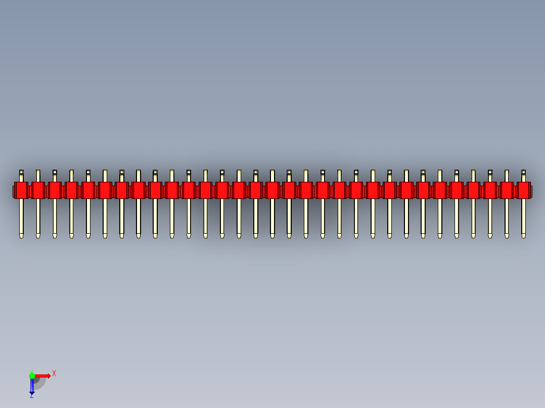 彩色公排针 100mil 2.54mm 系列-DS1022_red_31p_100mil_Type_SMT_R1_rev1.0俯视图