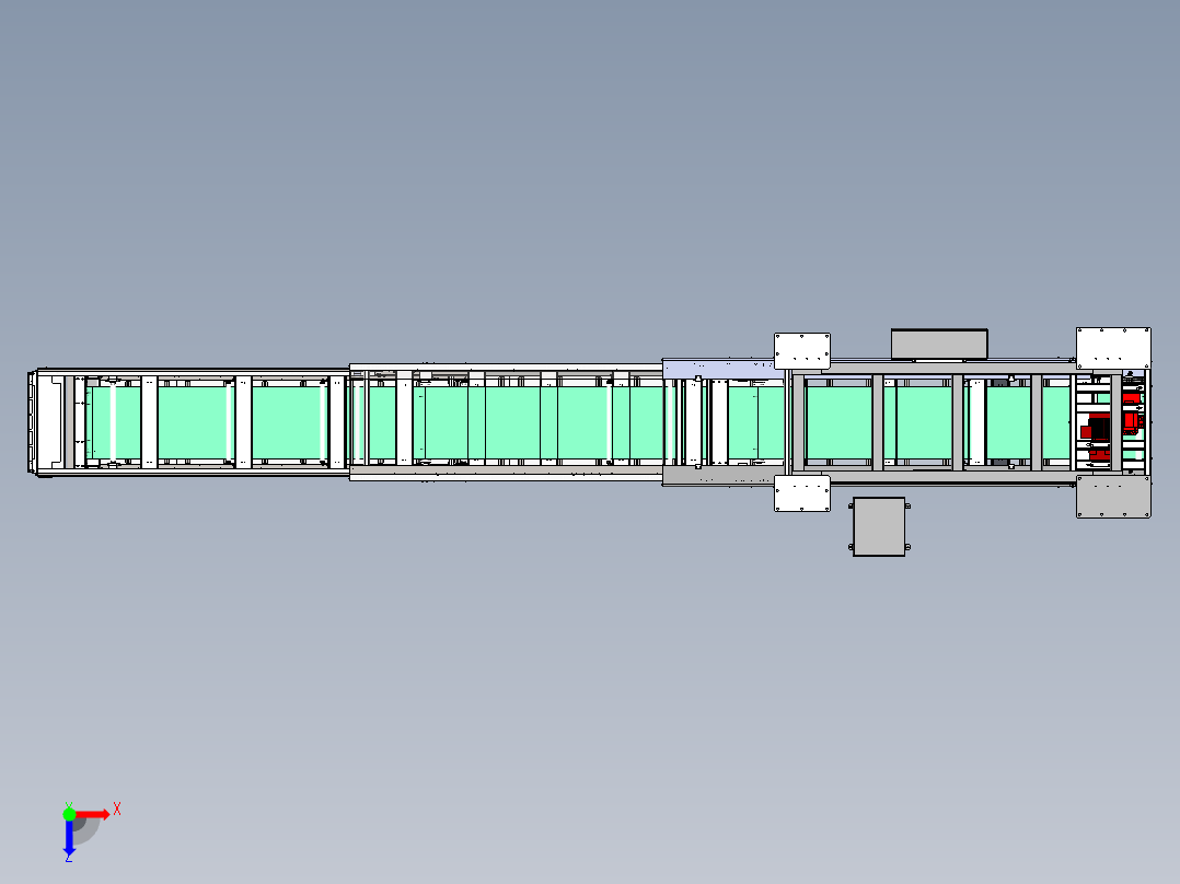 三节伸缩皮带机（sw18可编辑+工程图）俯视图