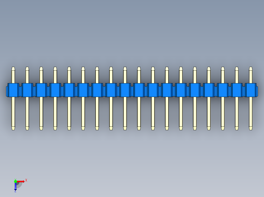 彩色公头100mil（2.54mm）系列-DS1021_blue_2x18p_100mil_Type1_rev1.0俯视图