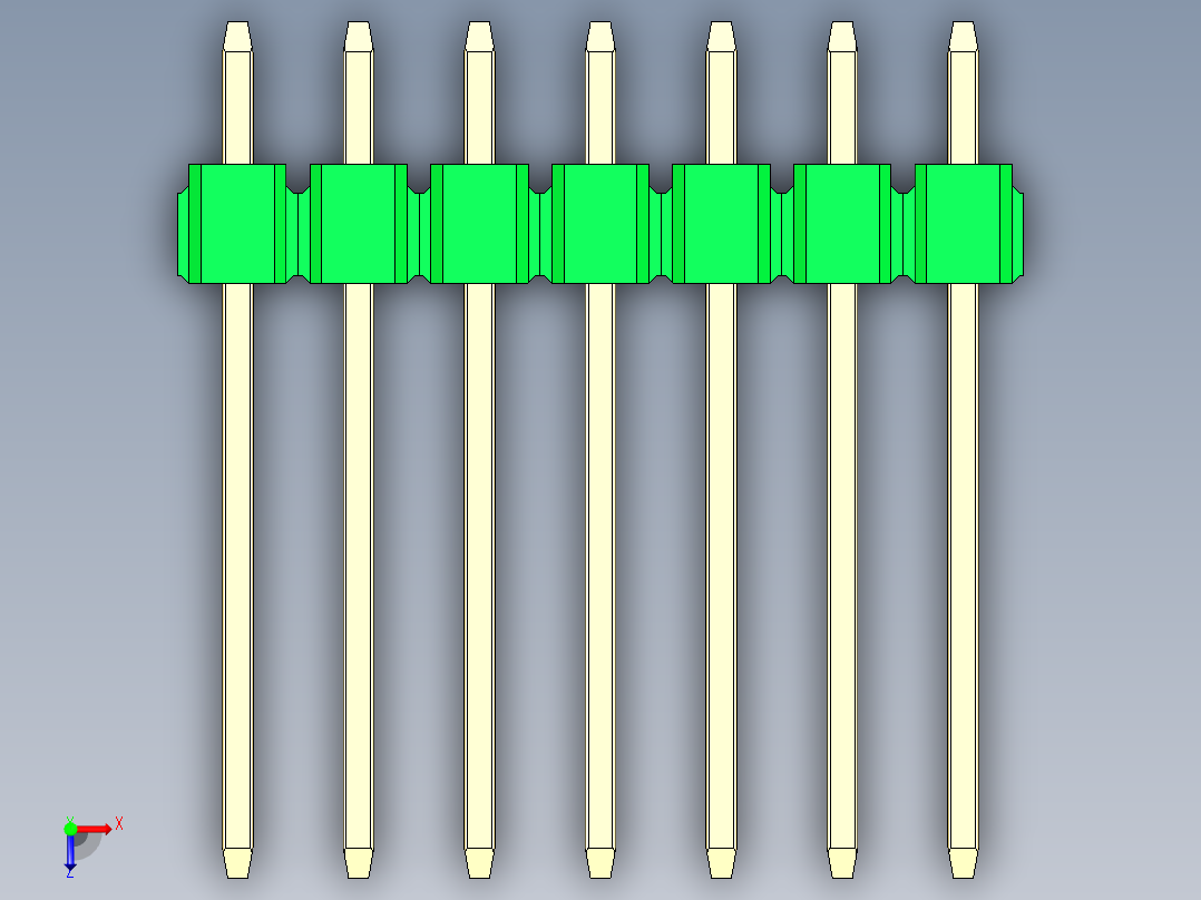 彩色公头100mil（2.54mm）系列-DS1021_green_1x07p_100mil_Type5_rev1.0俯视图