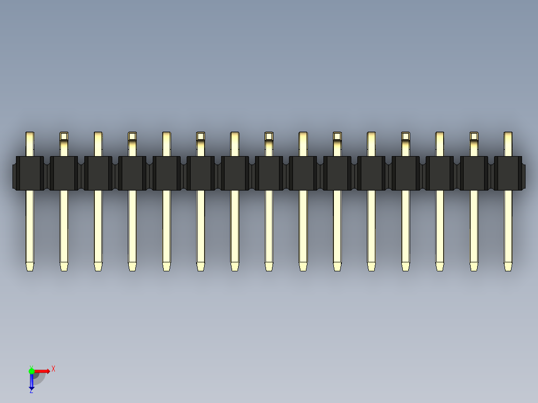 彩色公排针 100mil 2.54mm 系列-DS1022_black_15p_100mil_Type_SMT_R2_rev1.0俯视图
