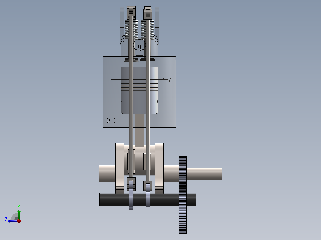 单汽缸发动机右视图
