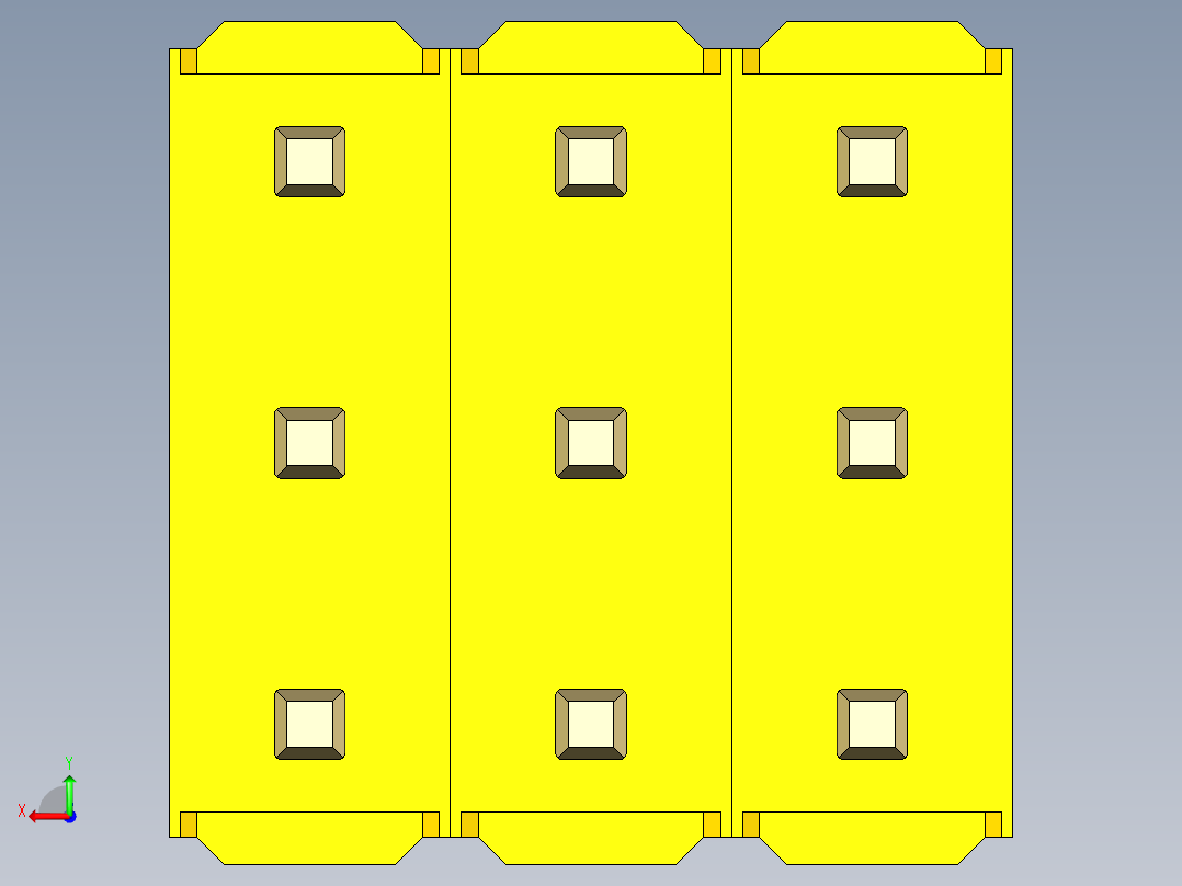 彩色公头100mil（2.54mm）系列-DS1021_yellow_3x03p_100mil_Type5_rev1.0后视图