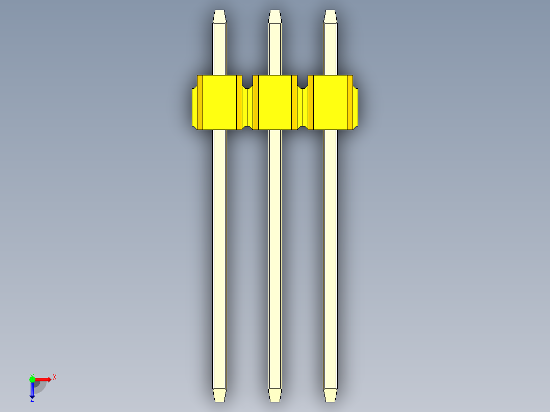 彩色公头100mil（2.54mm）系列-DS1021_yellow_3x03p_100mil_Type5_rev1.0俯视图
