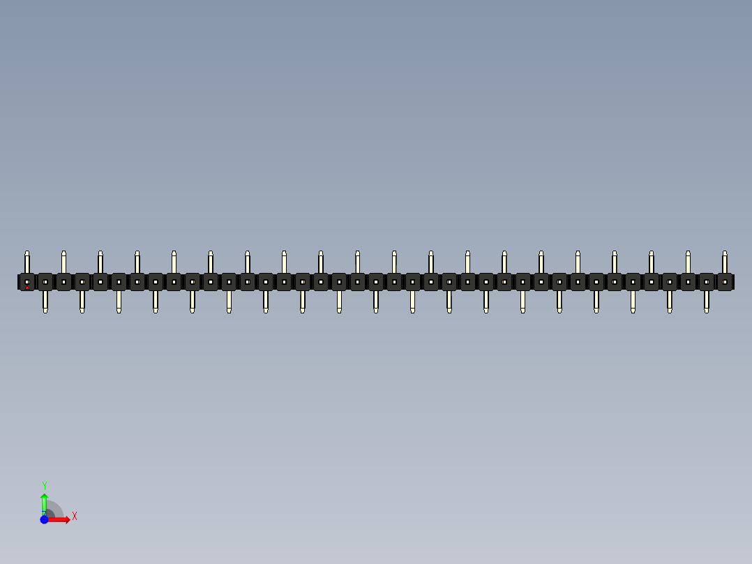 彩色公排针 100mil 2.54mm 系列-DS1022_black_39p_100mil_Type_SMT_R1_rev1.0前视图