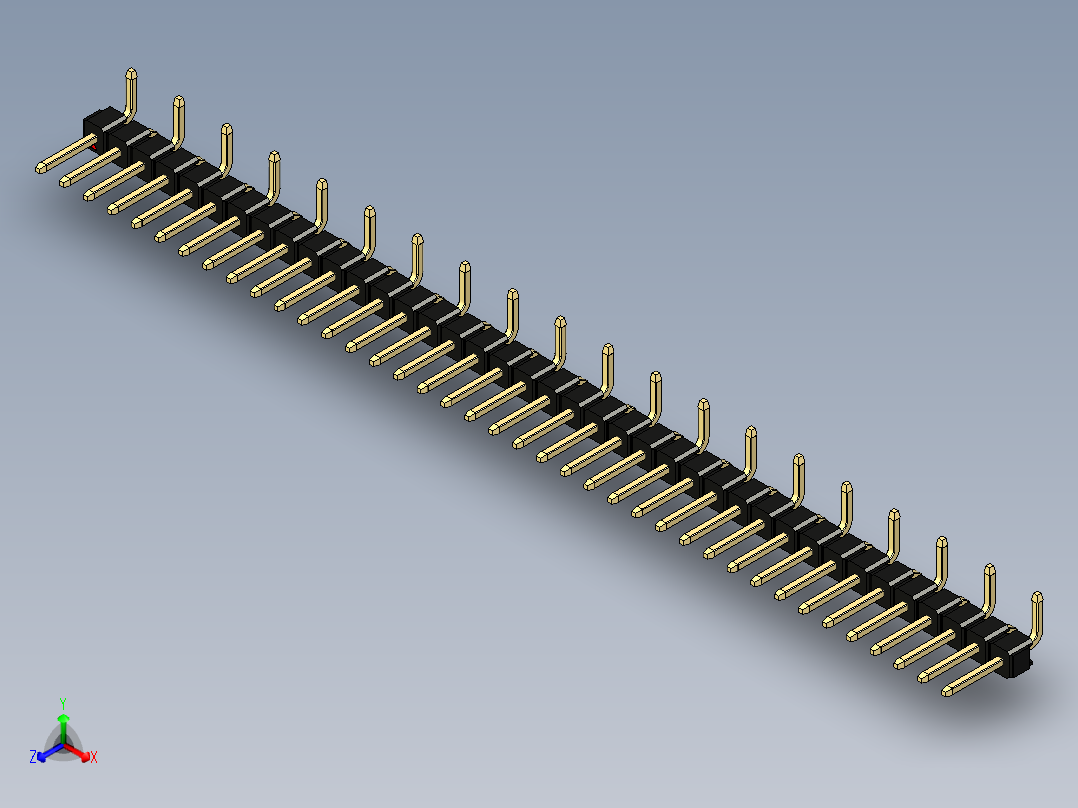 彩色公排针 100mil 2.54mm 系列-DS1022_black_39p_100mil_Type_SMT_R1_rev1.0正等轴测图