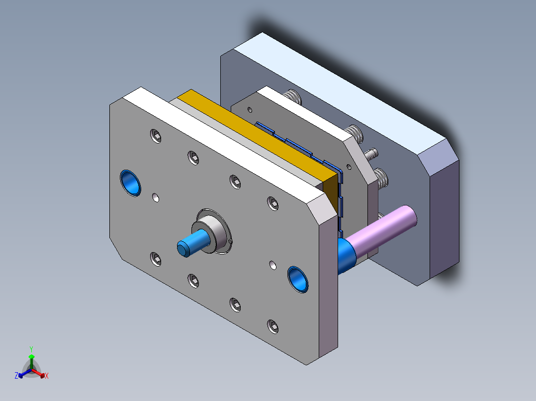 盒型工件垂直切边模具正等轴测图