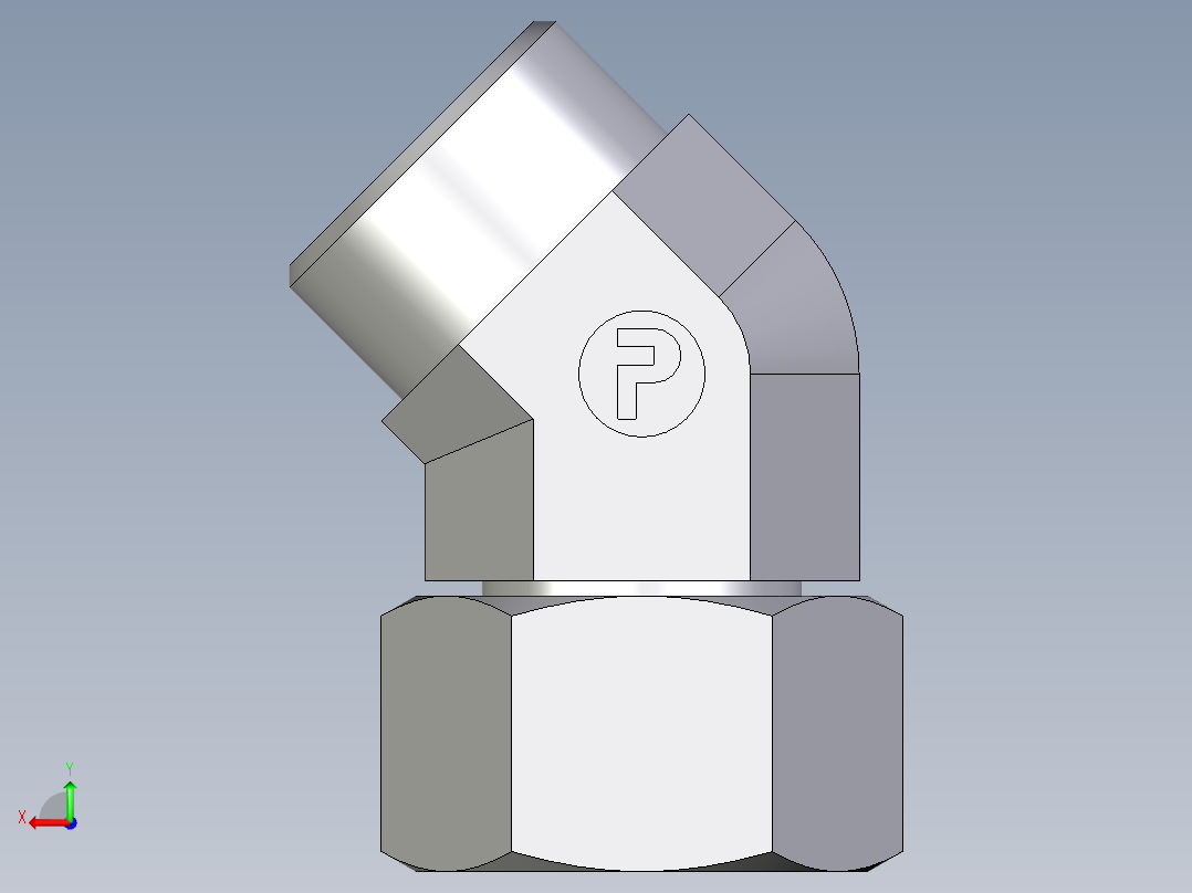 卡套式工业通用硬管接头EO_Swivel_nut_45_deg_elbow_EV22LOMDCF后视图