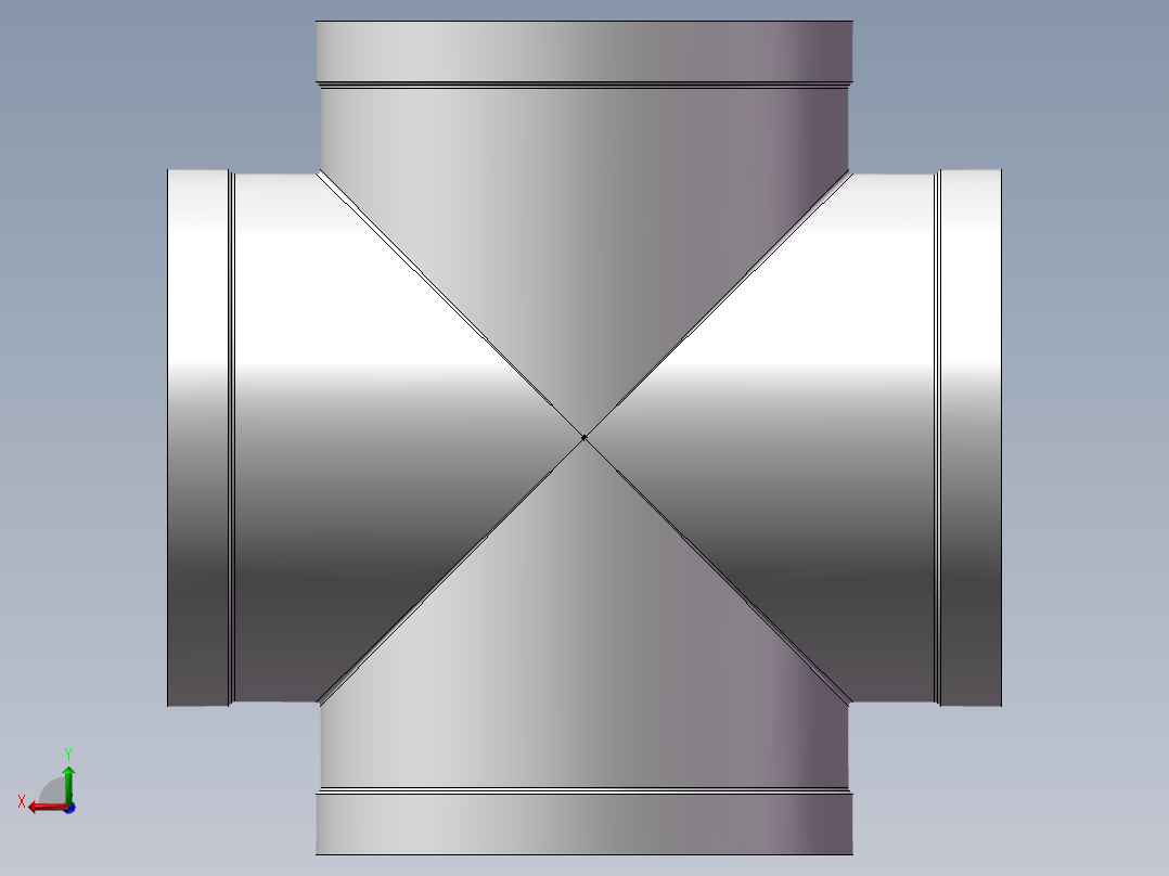 四通-等径内丝 DN100后视图