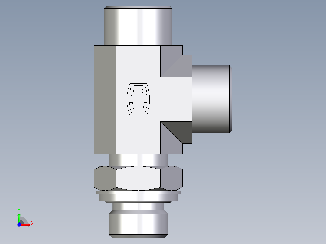 卡套式工业通用硬管接头EO_Adjustable_locknut_run_tee_LEE16SROMDCF前视图