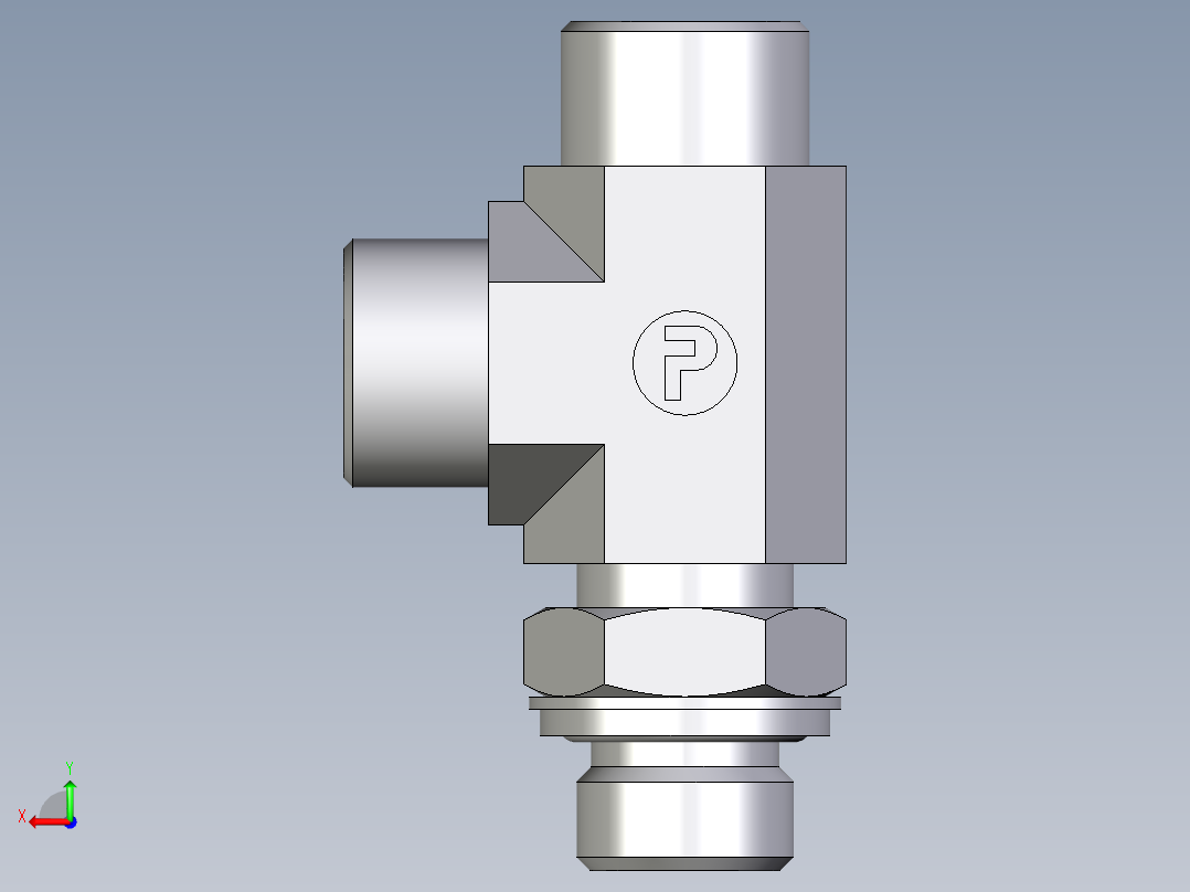 卡套式工业通用硬管接头EO_Adjustable_locknut_run_tee_LEE16SROMDCF后视图