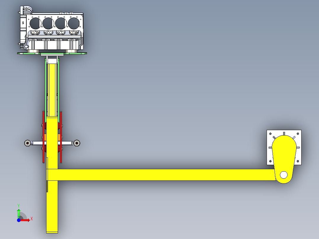 气缸吊臂数模3D图纸 IGS格式前视图