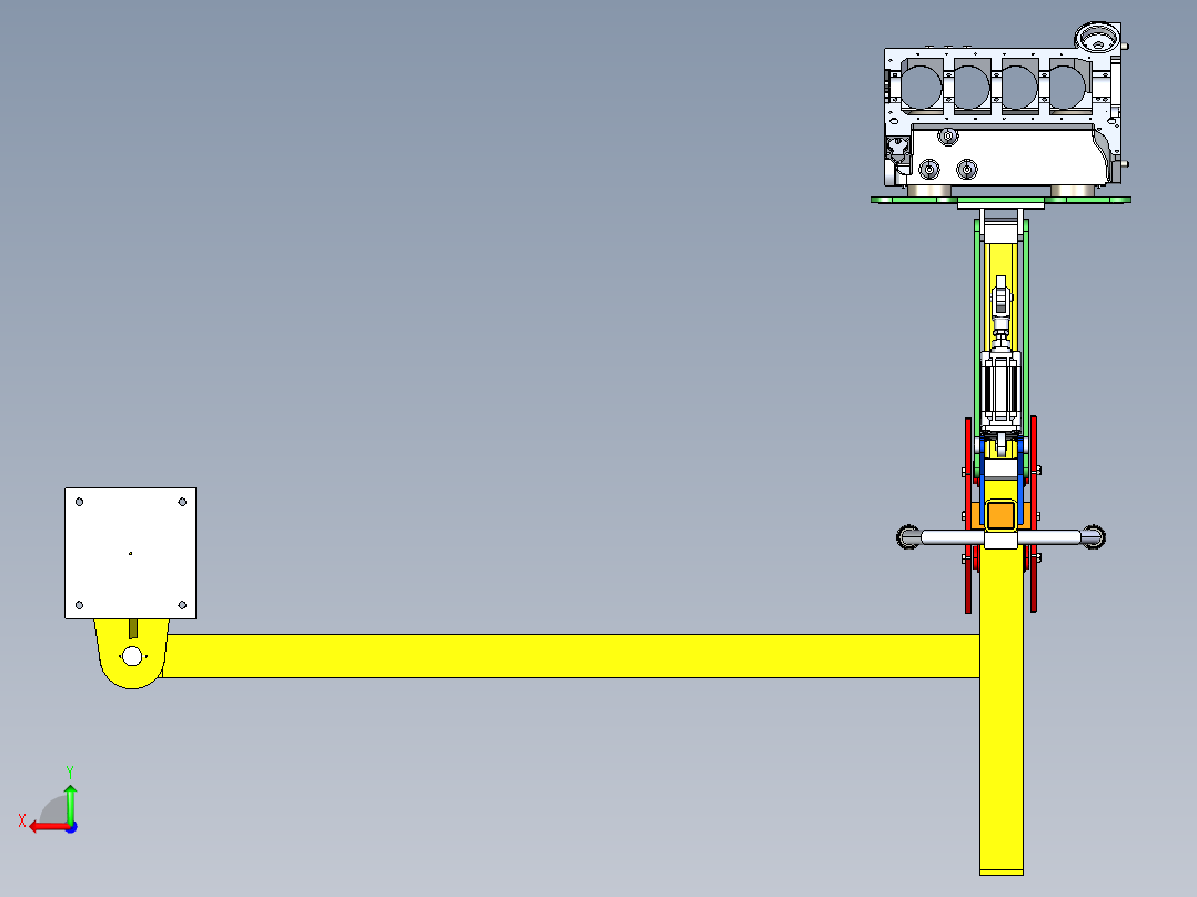 气缸吊臂数模3D图纸 IGS格式后视图