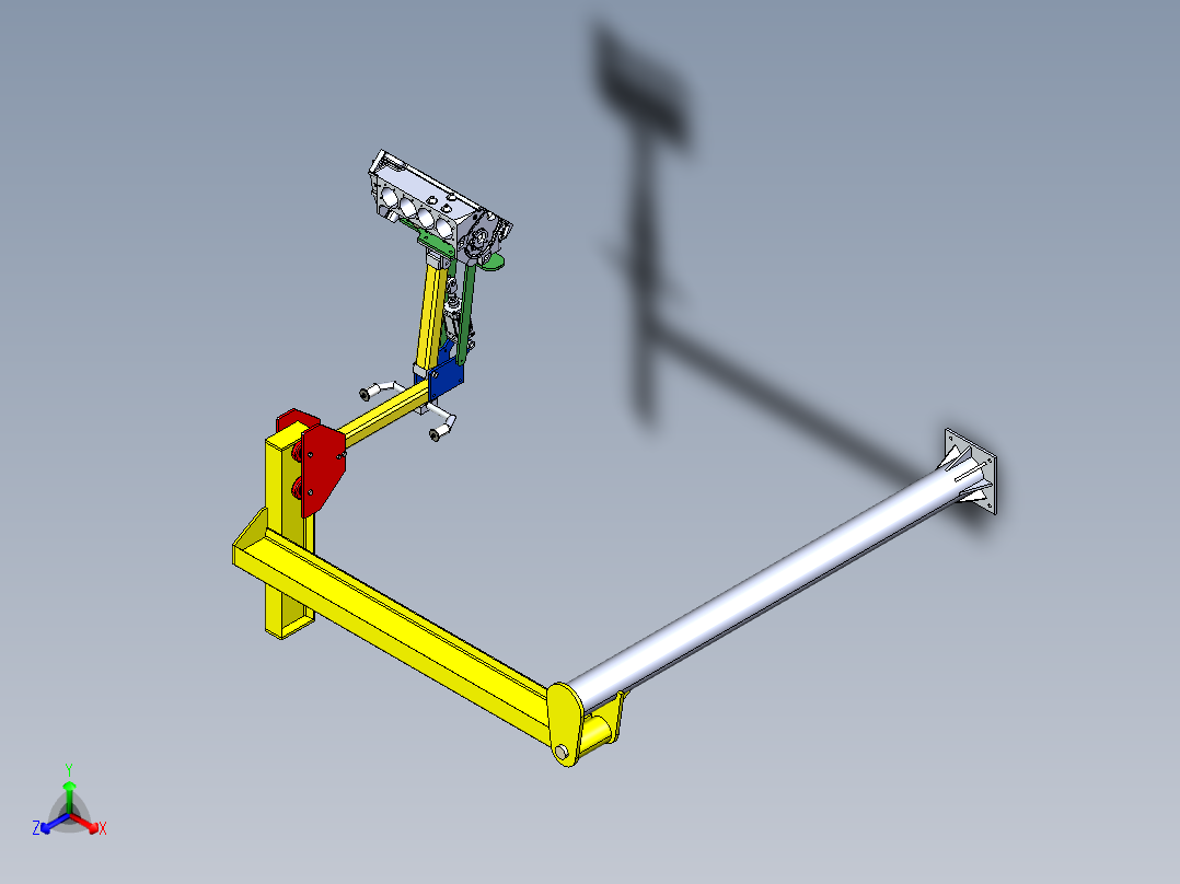 气缸吊臂数模3D图纸 IGS格式正等轴测图