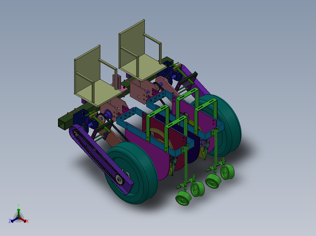 小型蔬菜移栽机的设计正等轴测图