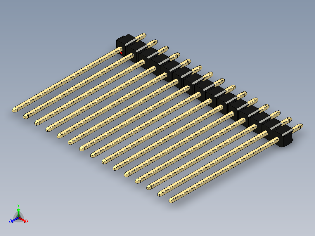 彩色公头100mil（2.54mm）系列-DS1021_black_1x15p_100mil_Type43_rev1.0正等轴测图