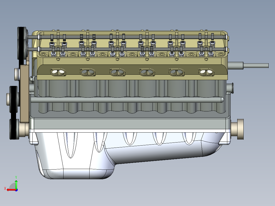 v12汽车发动机后视图