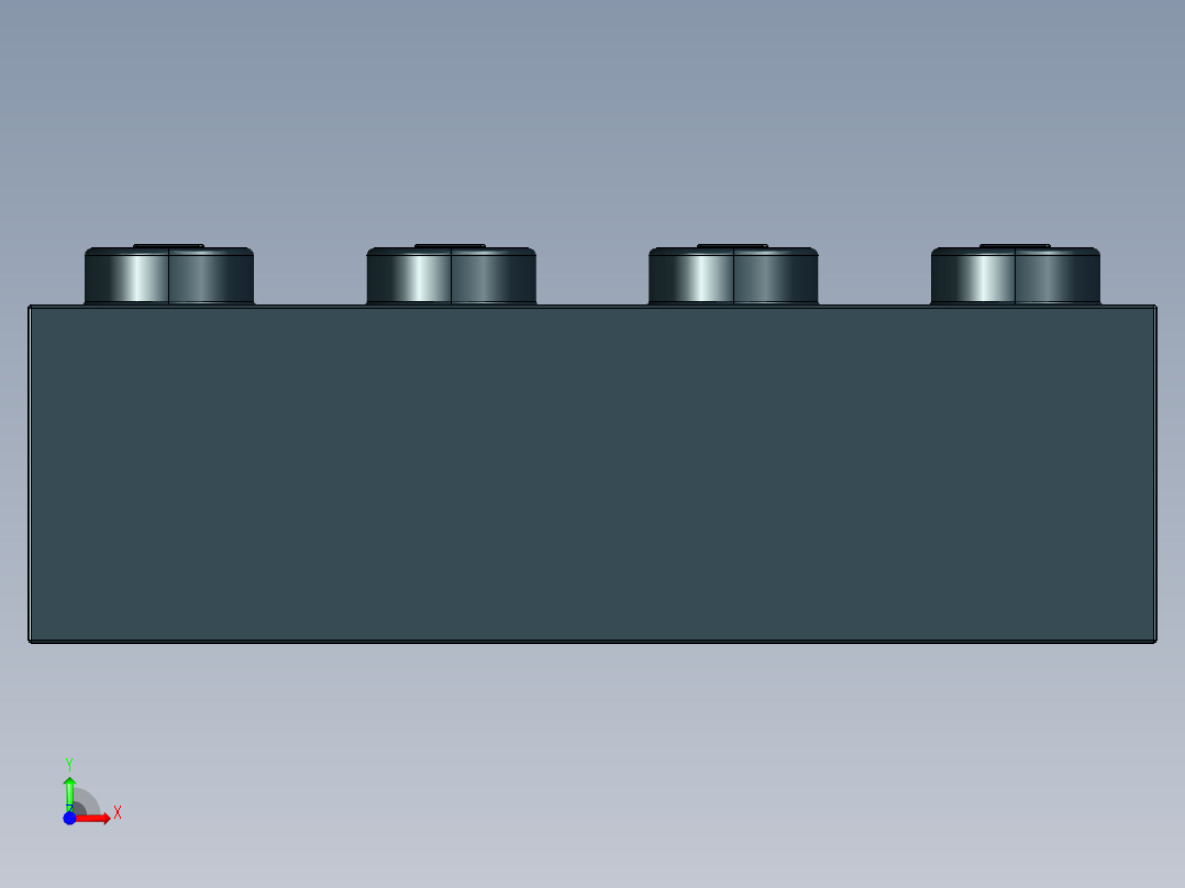 乐高套装 4421基本积木-301026 Black Brick 1 x 4.STEP前视图