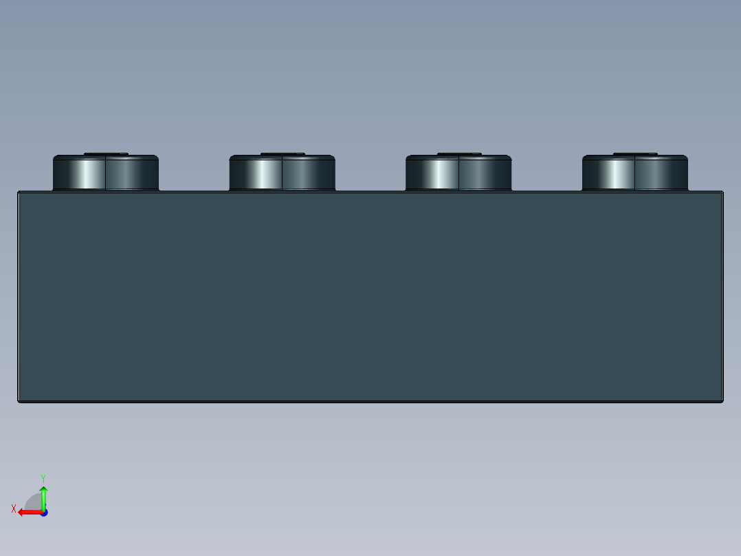 乐高套装 4421基本积木-301026 Black Brick 1 x 4.STEP后视图