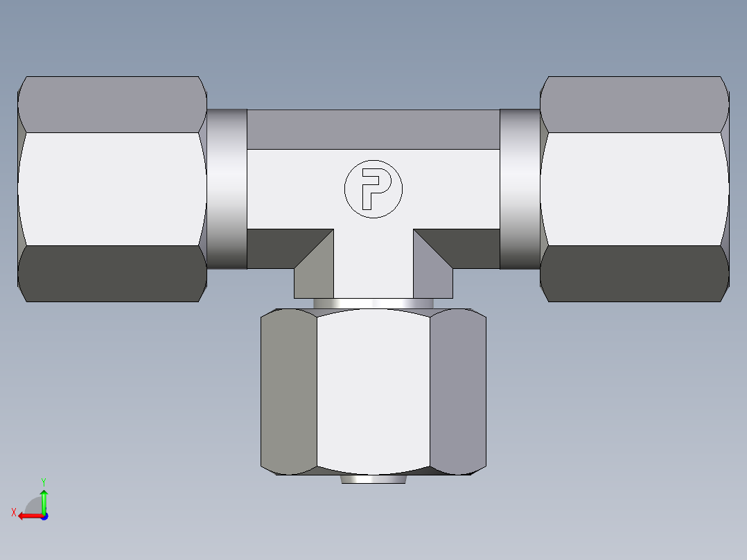 卡套式工业通用硬管接头EO_Swivel_nut_branch_tee_ET06SCF后视图