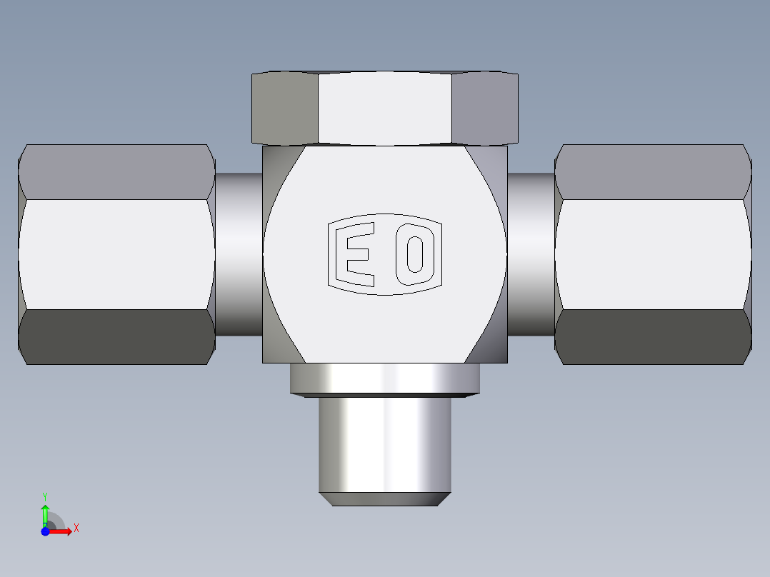 卡套式工业通用硬管接头EO_High_pressure_banjo_tee_TH06LRCF前视图