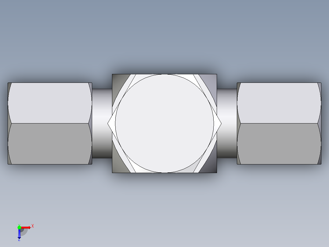 卡套式工业通用硬管接头EO_High_pressure_banjo_tee_TH06LRCF俯视图