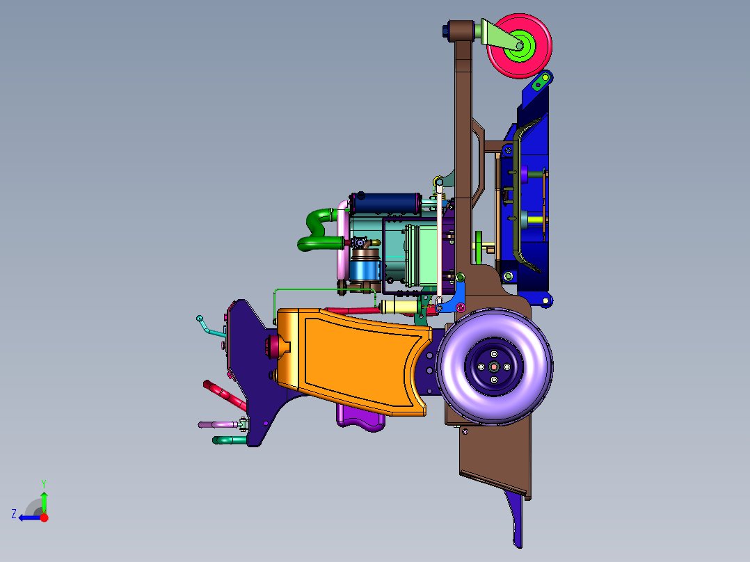 站立全地形橡胶轮除草机右视图
