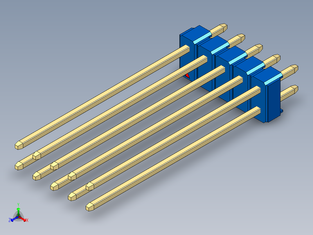 彩色公头100mil（2.54mm）系列-DS1021_blue_2x05p_100mil_Type43_rev1.0正等轴测图