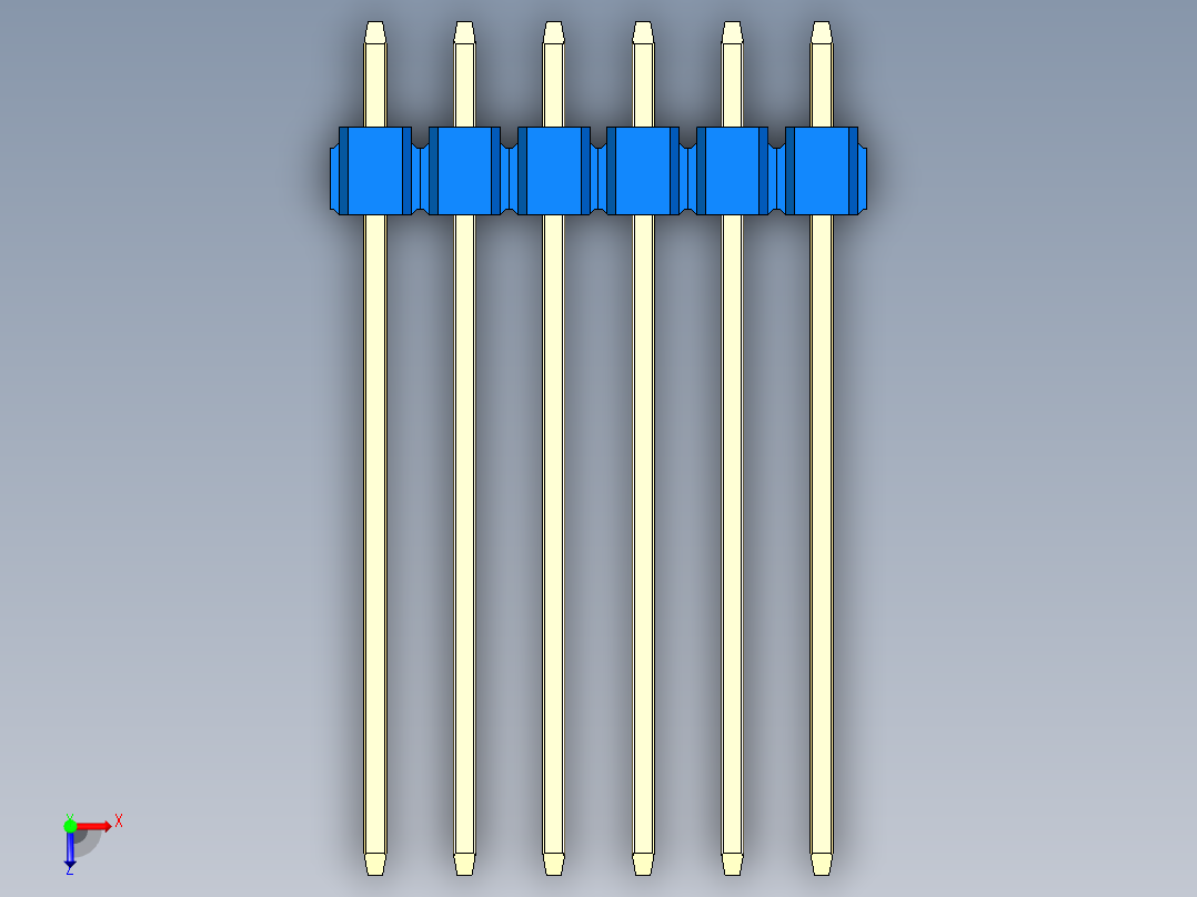 彩色公头100mil（2.54mm）系列-DS1021_blue_2x06p_100mil_Type19_rev1.0俯视图