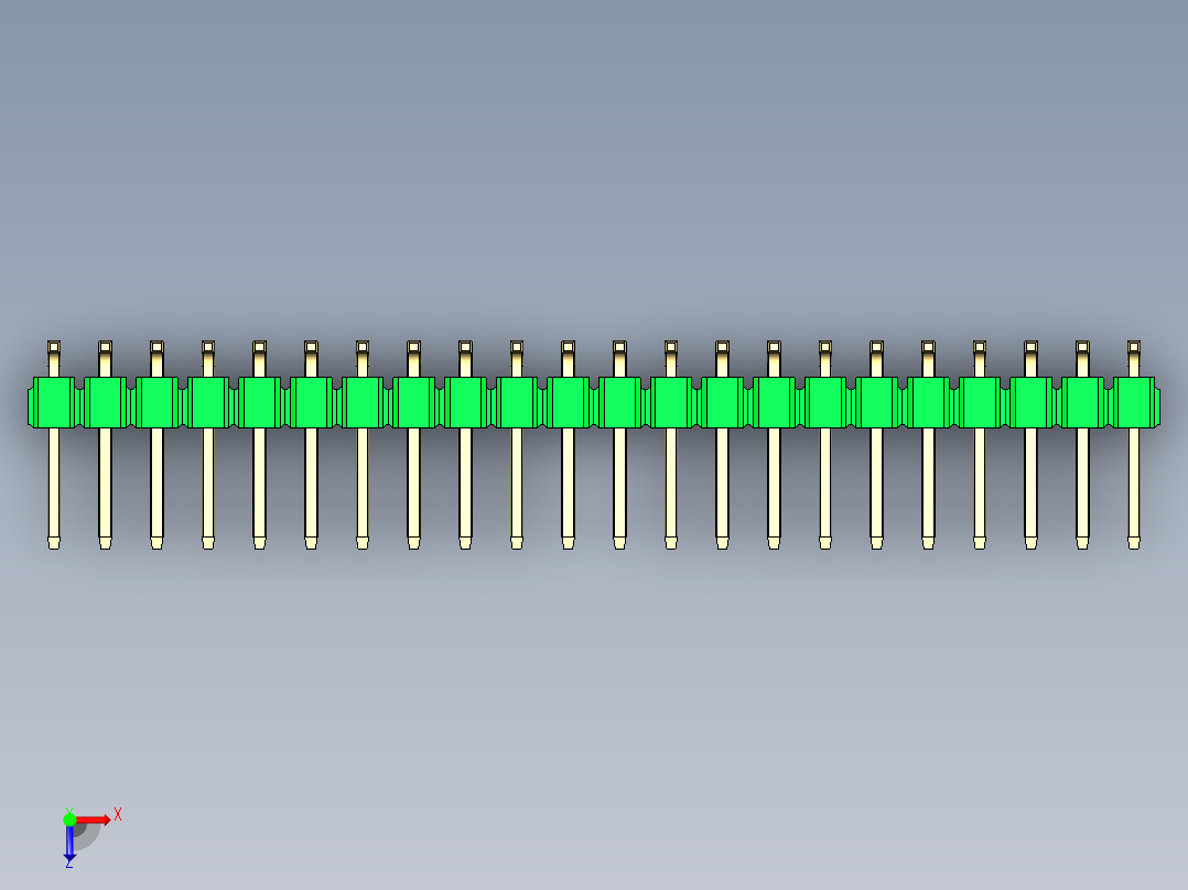 彩色公排针 100mil 2.54mm 系列-DS1022_green_44p_100mil_TypeSMT_rev1.0俯视图