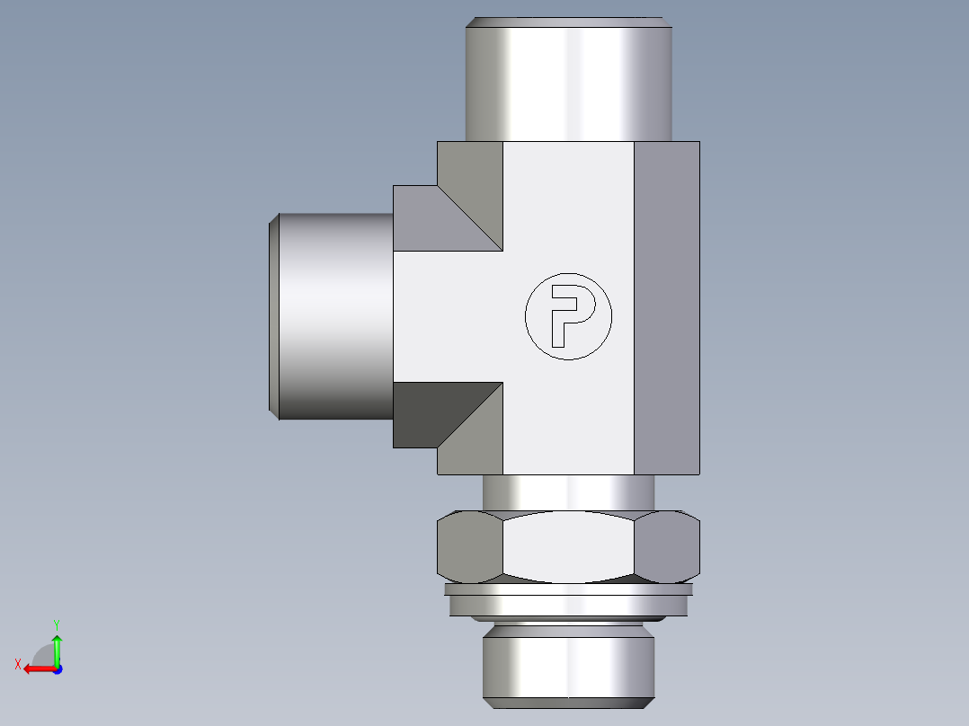卡套式工业通用硬管接头EO_Adjustable_locknut_run_tee_LEE12SROMDCF后视图