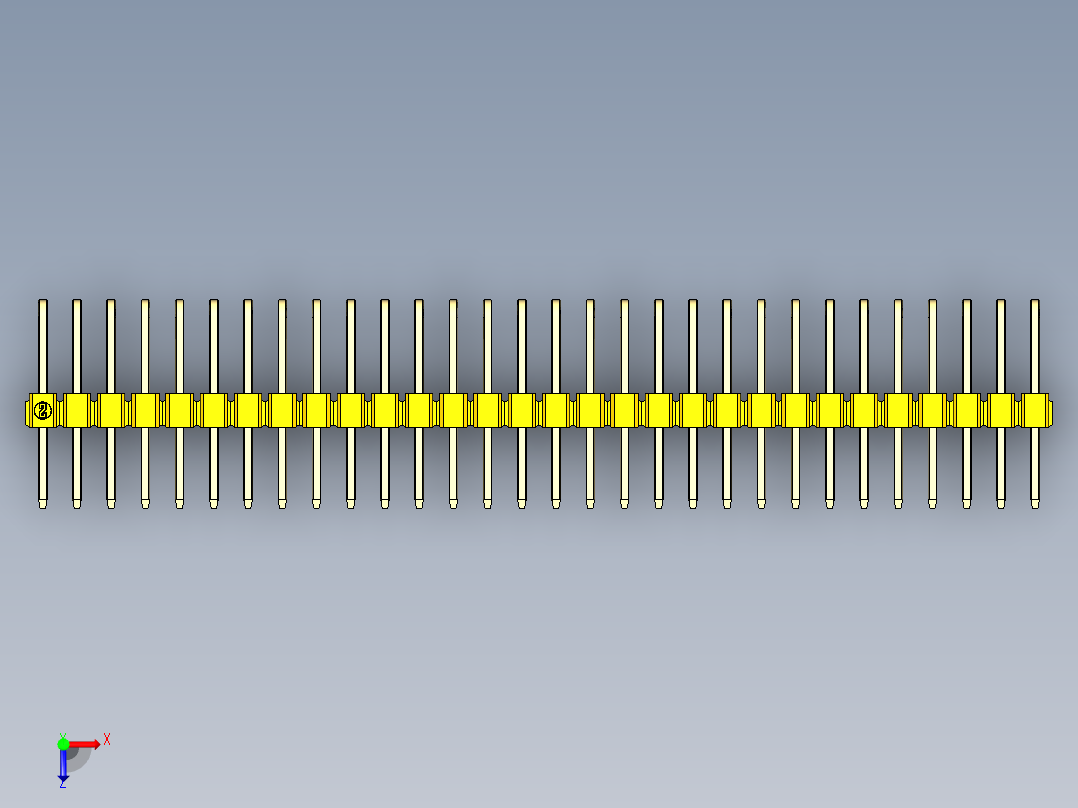 彩色公排针 100mil 2.54mm 系列-DS1022_yellow_3x30p_100mil_TypeD_rev1.0俯视图