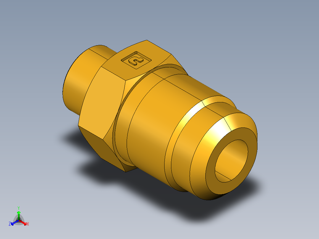 扩口式工业通用硬管接头Flare To Solder 43F-8-6正等轴测图