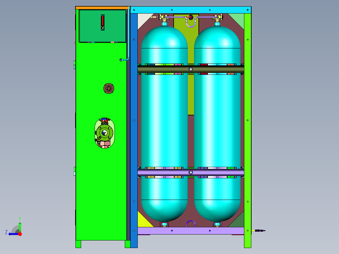 气体压力控制柜监控系统控制箱右视图