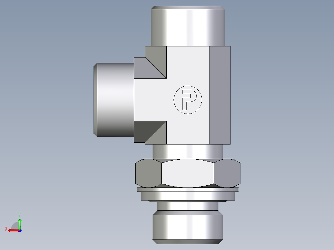 卡套式工业通用硬管接头EO_Adjustable_locknut_run_tee_LEE15LROMDCF后视图