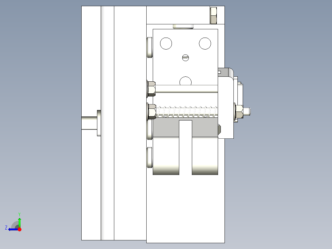 叉形支架钻10孔三维夹具图右视图