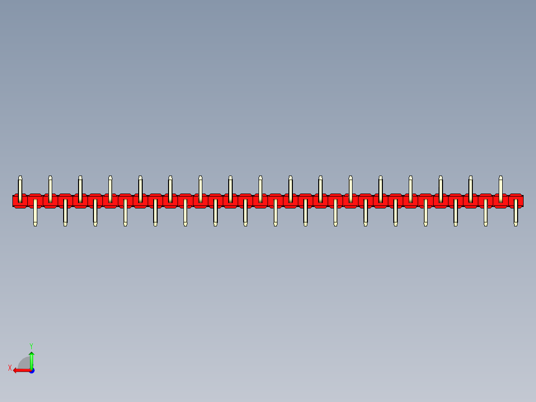 彩色公排针 100mil 2.54mm 系列-DS1022_red_34p_100mil_Type_SMT_R2_rev1.0后视图