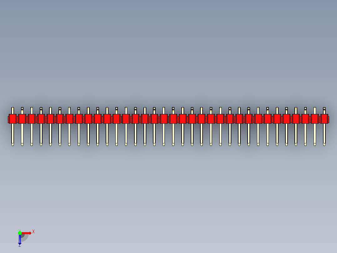 彩色公排针 100mil 2.54mm 系列-DS1022_red_34p_100mil_Type_SMT_R2_rev1.0俯视图