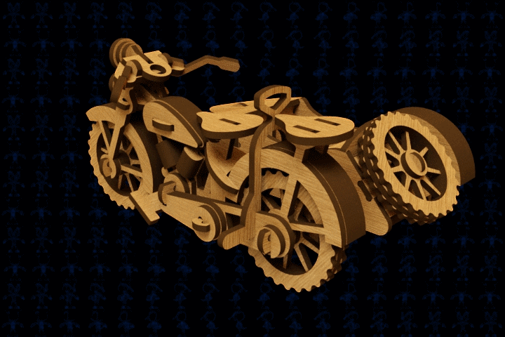 激光下料拼图摩托车CAD-SolidWorks-X_T格式