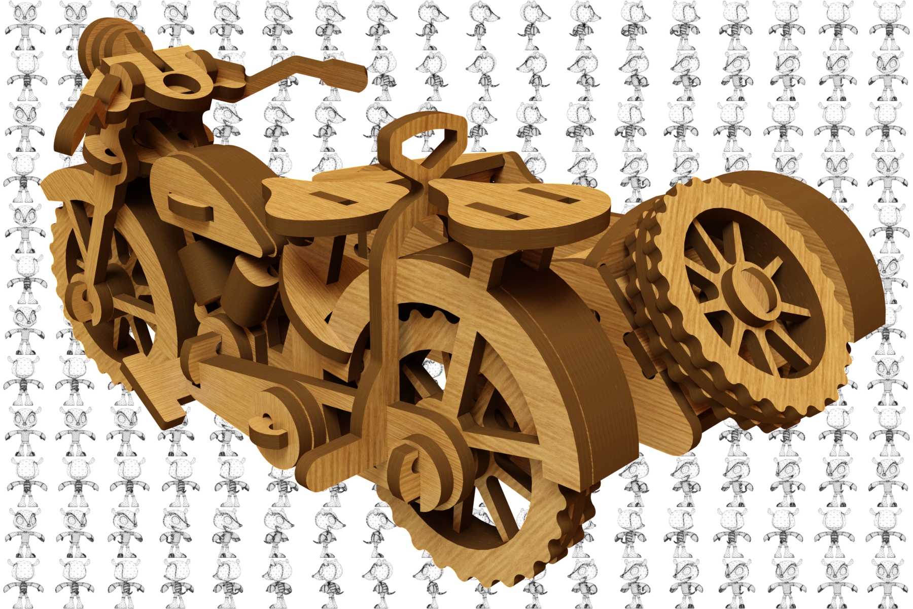 激光下料拼图摩托车CAD-SolidWorks-X_T格式