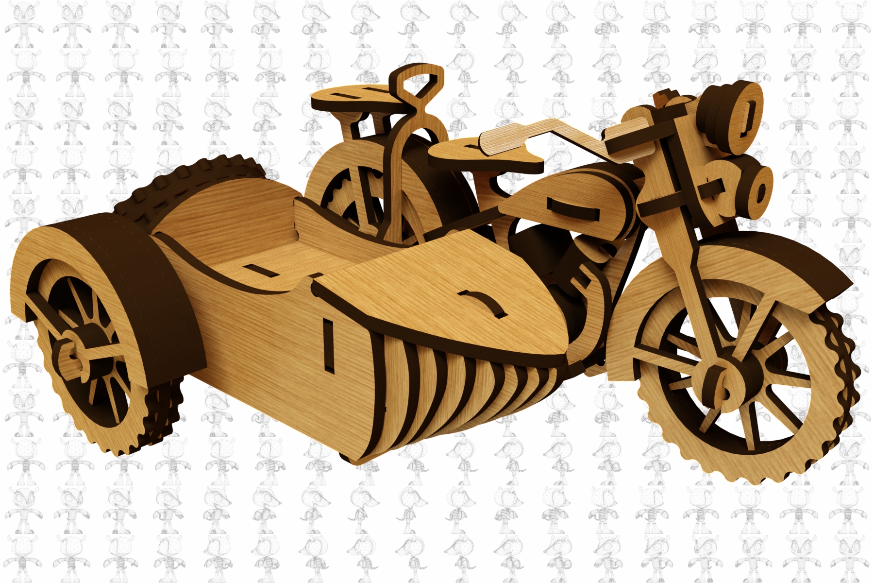 激光下料拼图摩托车CAD-SolidWorks-X_T格式