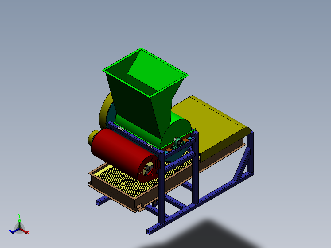 花生脱壳机设计正等轴测图