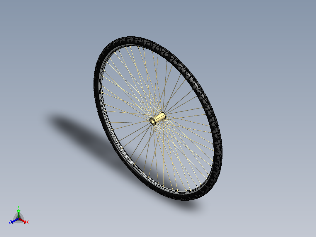 带轮圈的自行车轮胎正等轴测图