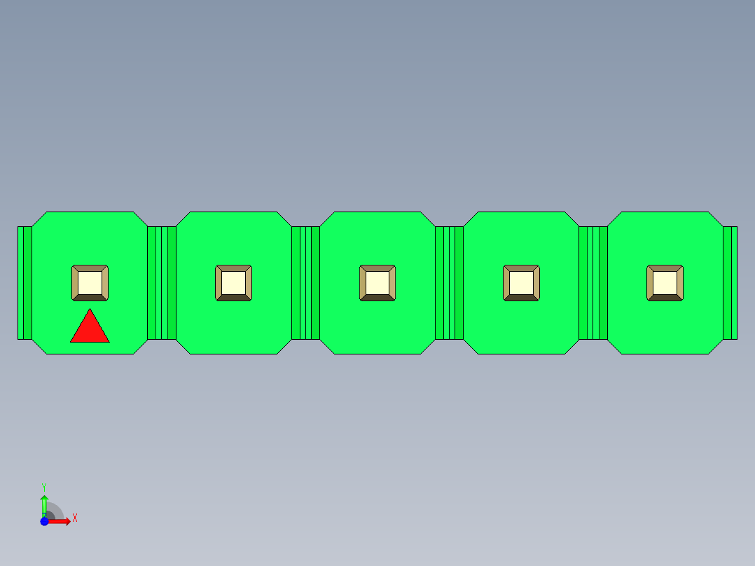 彩色公头100mil（2.54mm）系列-DS1021_green_1x05p_100mil_Type19_rev1.0前视图