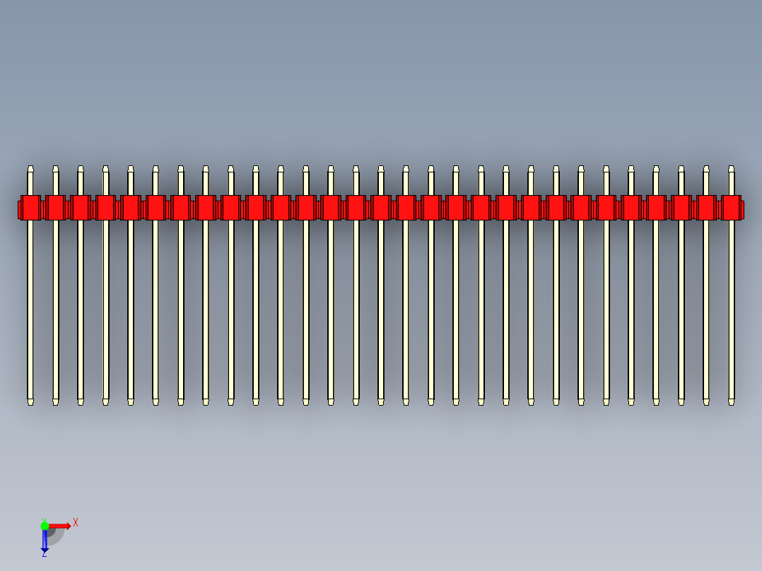 彩色公头100mil（2.54mm）系列-DS1021_red_3x29p_100mil_Type19_rev1.0俯视图
