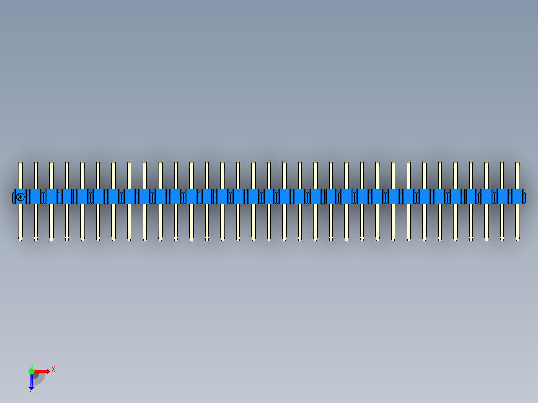 彩色公排针 100mil 2.54mm 系列-DS1022_blue_2x33p_100mil_TypeD_rev1.0俯视图