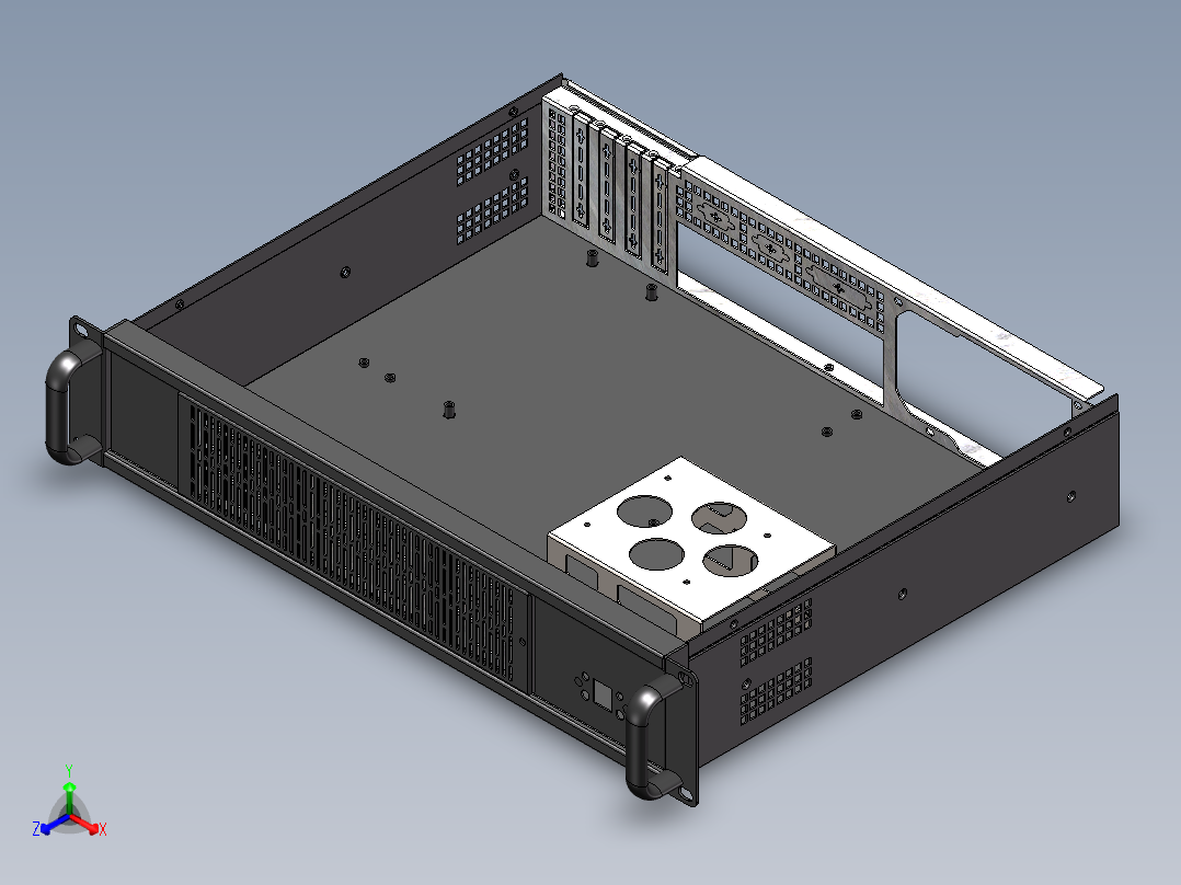 2U机箱深度350mm-ATX主板尺寸＜244-244正等轴测图
