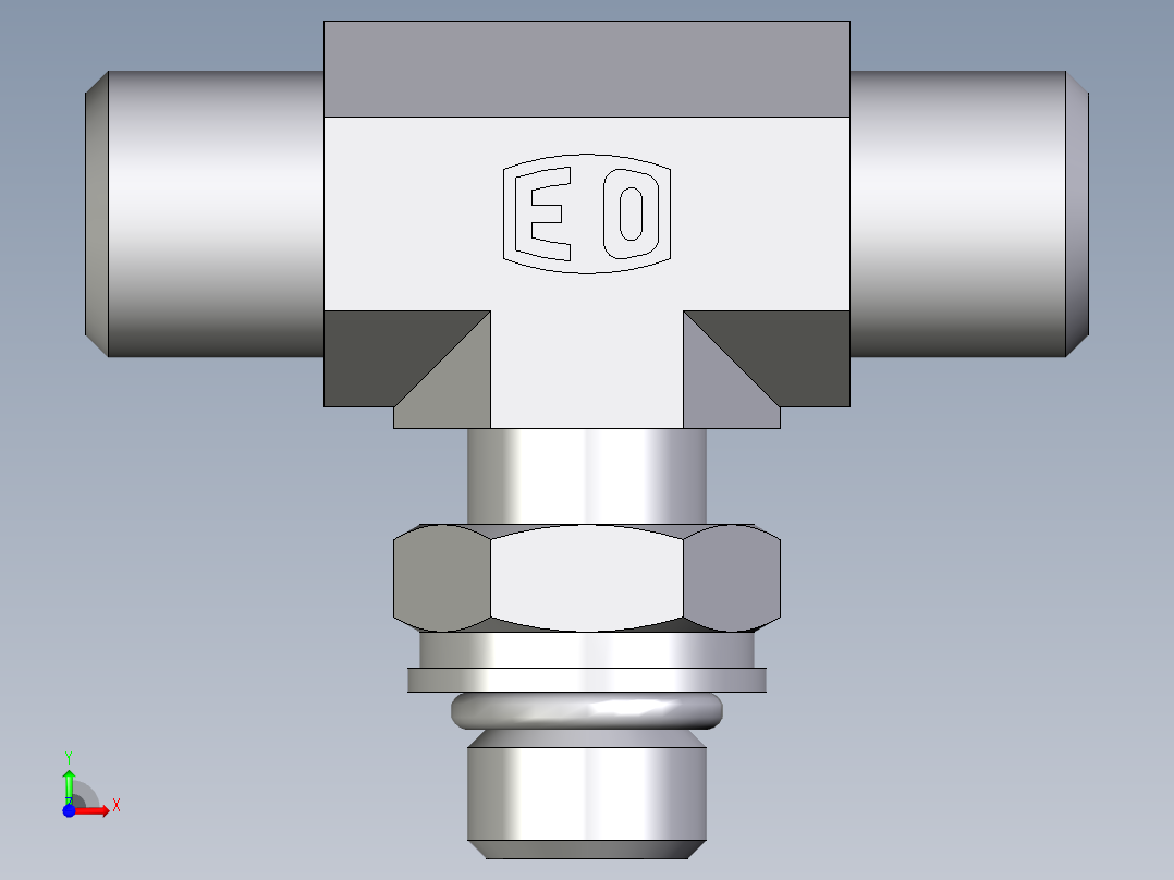 卡套式工业通用硬管接头EO_Adjustable_locknut_branch_tee_TEE06LMOROMDCF前视图